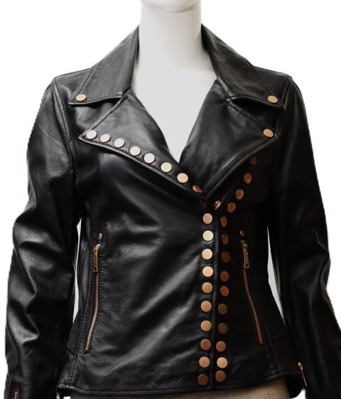 Blusão em pele com gola de virados